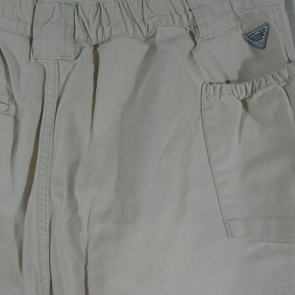 Columbia PFG Large Cargo Shorts Elastic Waist 6 Pockets Cream Hiking Fishing - Picture 4 of 7